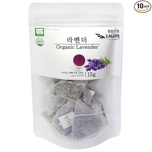 GAGOPA 100% Pure Organic Herbal Tea Natural Tea bags Organic tea Original Herb No sugar Natural friendly Triangular Tea Bag (PLA) 10 Tea bags [Lavender]