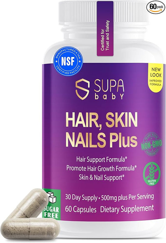 Hair, Skin & Nails – Expertly Formulated for Women with Biotin, Collagen & Antioxidants | Supports Hair Growth, Glowing Skin & Strong Nails | Non-GMO | Gluten-Free | Lactose Free