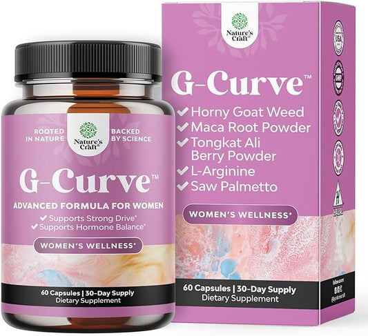 G-Curve Breast and Butt Enhancer Pills May Support Voluptuous Curves - Herbal Enhancement Pills with Horny Goat Weed for Women Saw Palmetto Extract and L-Arginine *Results May Vary
