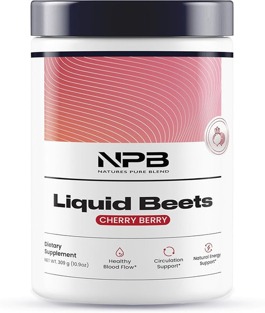 Nature's Pure Blend Organic Beet Root Powder – Nitric Oxide Booster L-Arginine – Liquid Beets for Blood Flow Circulation & Energy – Pre-Workout Endurance Support – 8,000 MG