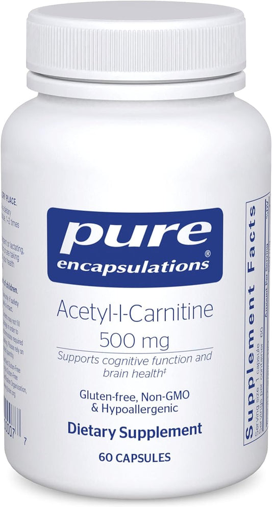 Pure Encapsulations Acetyl-L-Carnitine 500 mg - Memory & Brain Supplement - Brain Support & Focus* - Gluten Free & Non-GMO - 60 Capsules
