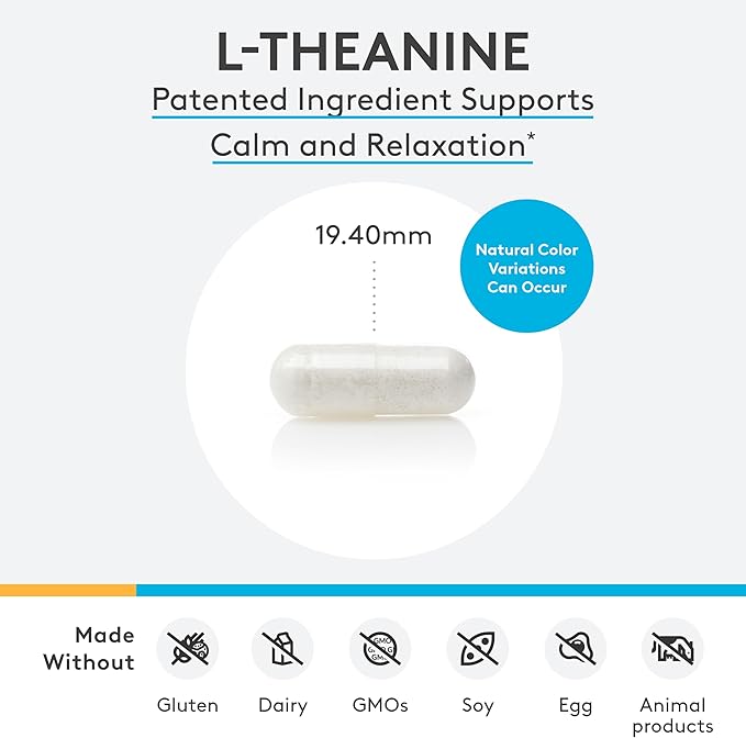 XYMOGEN L-Theanine - Patented Suntheanine L theanine 400mg Per Serving - Amino Acid Supplement to Support Calm + Relaxation Without Drowsiness, Liver Health (60 Capsules)