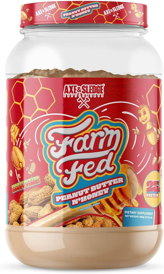 Axe & Sledge Supplements Farm Fed 100% Whey Protein Isolate with Digestive Enzymes (Peanut Butter N' Honey)
