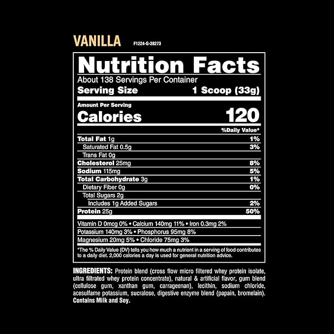 Animal Whey Isolate Protein Powder - Loaded for Pre & Post Workout Muscle Builder and Recovery with Digestive Enzymes for Men & Women - 25g Protein, Great Taste, Low Sugar - Vanilla 10 lbs