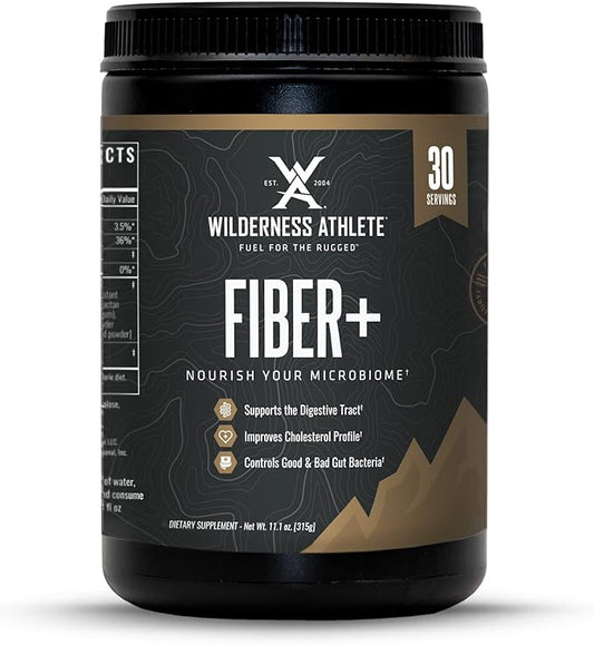 Wilderness Athlete Fiber+ | Soluble & Insoluble Fiber Supplement for Women & Men - Prebiotic Fiber Powder for Digestive Support - Daily Fiber Drink Mix - Dietary Fiber Powder Unflavored