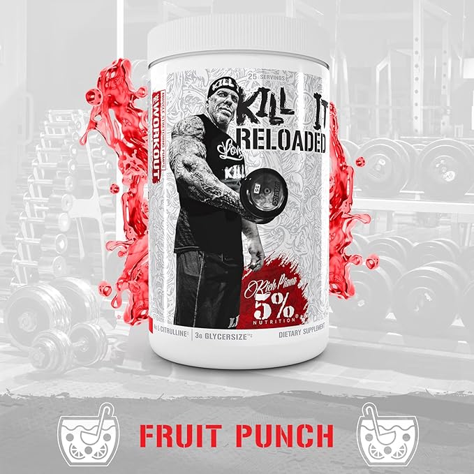 5% Nutrition Rich Piana Bundle | AllDayYouMay BCAA Powder + Kill It Reloaded High-Stim Pre-Workout (Fruit Punch)