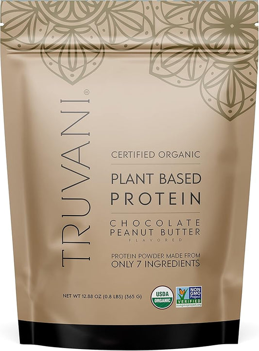 Truvani Vegan Pea Protein Powder | Chocolate Peanut Butter | 20g Organic Plant Based Protein | 10 Servings | Keto | Gluten & Dairy Free | Low Carb | No Added Sugar