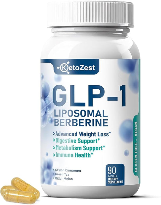 GLP-1 Weight Loss Supplement - 15-in-1 GLP1 Booster for Weight Management Appetite Suppressant Fat Burn for Women Men - with Liposomal Berberine HCl Bitter Melon Citrus Bergamot Fenugreek Seed