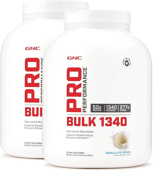 GNC Pro Performance Bulk 1340 - Vanilla Ice Cream, Twin Pack, 9 Servings per Bottle, Supports Muscle Energy, Recovery and Growth