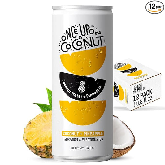 Once Upon a Coconut Pineapple Coconut Water - Natural Hydrating Low Calorie Drink with Electrolytes - 10.8 fl oz (Pack of 12)
