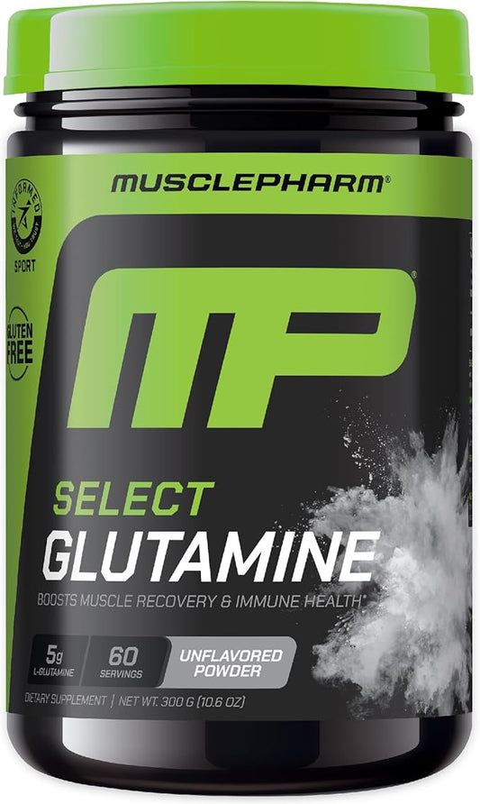 MusclePharm Essentials Glutamine, Pure L-Glutamine Powder Supplement for Post Workout Muscle Recovery, Energy & Gut Health, 5g L Glutamine Powder per Serving, Gluten-Free, Unflavored, 60 Servings