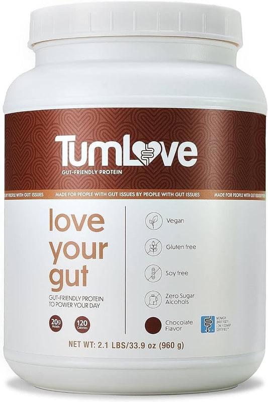 Vegan Protein Powder - Low FODMAP Certified, Gluten-Free, Dairy-Free, Soy-Free, 100% Gut-Friendly & Non-Bloating, Chocolate (25 Servings)