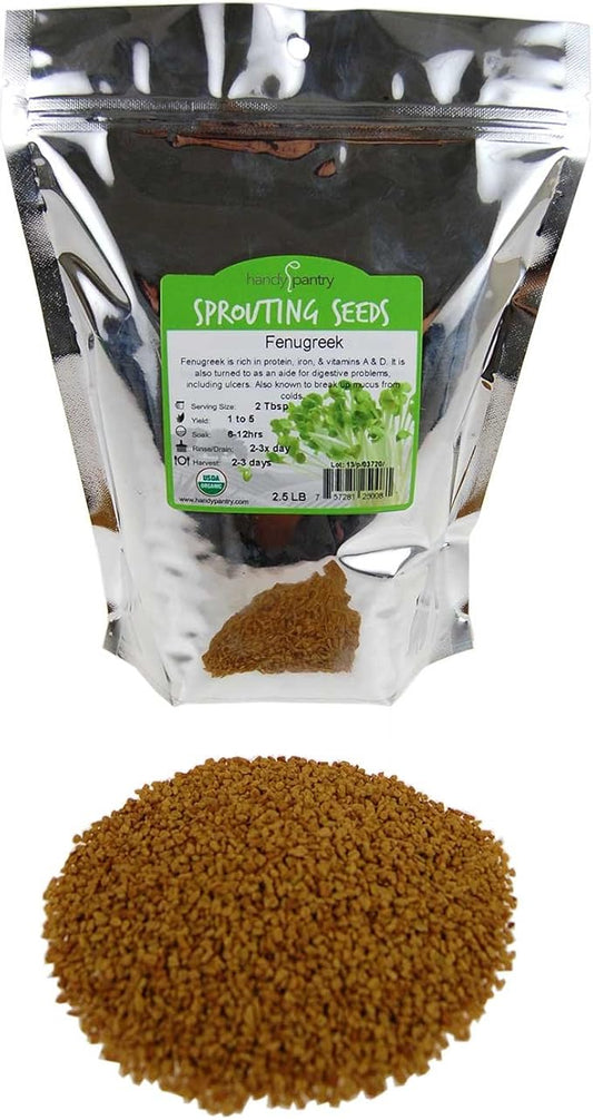 Organic Fenugreek Sprouting Seeds - Seeds for Planting, Hydroponics, Growing Sprouts, Grinding for Spices & More (2.5 Lb)