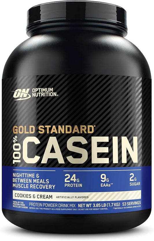 Optimum Nutrition Gold Standard 100% Micellar Casein Protein Powder, Slow Digesting, Helps Keep You Full, Overnight Muscle Recovery, Cookies and Cream, 4 Pound (Packaging May Vary)