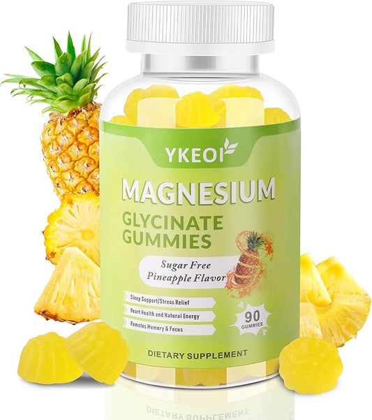Magnesium Glycinate Gummies 500 Mg with Ashwagandha,Sugar Free Magnesium Supplement Triple Magnesium Complex with Malate,Citrate, Vitamin C D3 B6,Magnesium Supplement for Adults- 90 Gummies