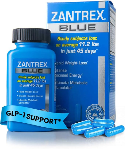 Zantrex Blue Energy & Thermogenesis Boost Energy | Weight Loss Supplement for Appetite Control, Increased Calorie Burn and Supports GLP-1 Levels | 84 Capsules