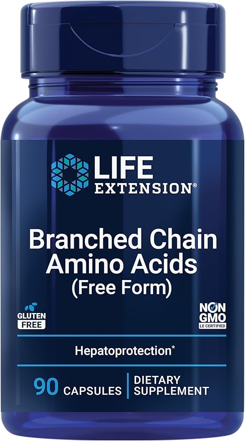 Life Extension Branched Chain Amino Acids (BCAAs), leucine, isoleucine, valine, Promotes Muscle Recovery After Exercise, Gluten-Free, Non-GMO, 90 Capsules