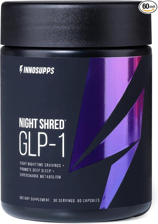 InnoSupps Night Shred™ GLP-1 | Nighttime Fat-Burner + Sleep Support | Appetite, Metabolism & Stress Support | Akkermansia + Ashwagandha | 60 Capsules. 30 Servings.