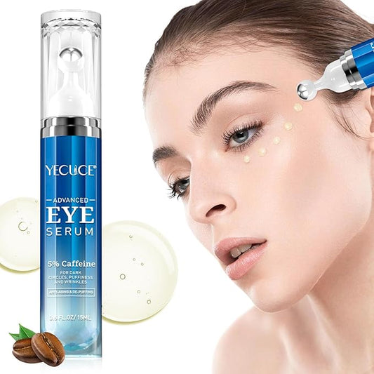 Eye Serum with Caffeine - Caffeine & Retinol Eye Cream for Dark Circles - Under Eye Cream Morning Skincare - Hyaluronic Acid and Niacinamide Eye Cream - Daily Eye Serum for Eyelids Puffiness
