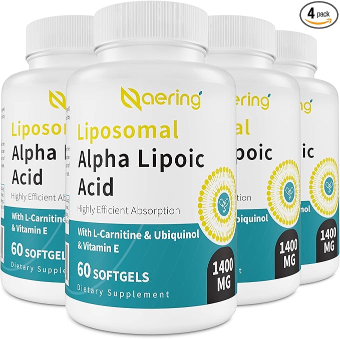 Liposomal Alpha Lipoic Acid 1400mg Softgels, ALA Supplement with L-Carnitine 1000mg, Ubiquinol (Active CoQ10) 100mg and Vitamin E 10mg,Alpha-Lipoic Acid for Antioxidants, Energy 240 Softgels