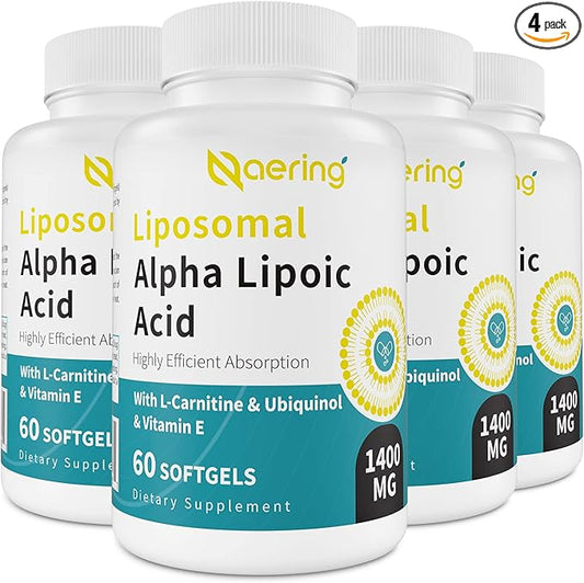 Liposomal Alpha Lipoic Acid 1400mg Softgels, ALA Supplement with L-Carnitine 1000mg, Ubiquinol (Active CoQ10) 100mg and Vitamin E 10mg,Alpha-Lipoic Acid for Antioxidants, Energy 240 Softgels