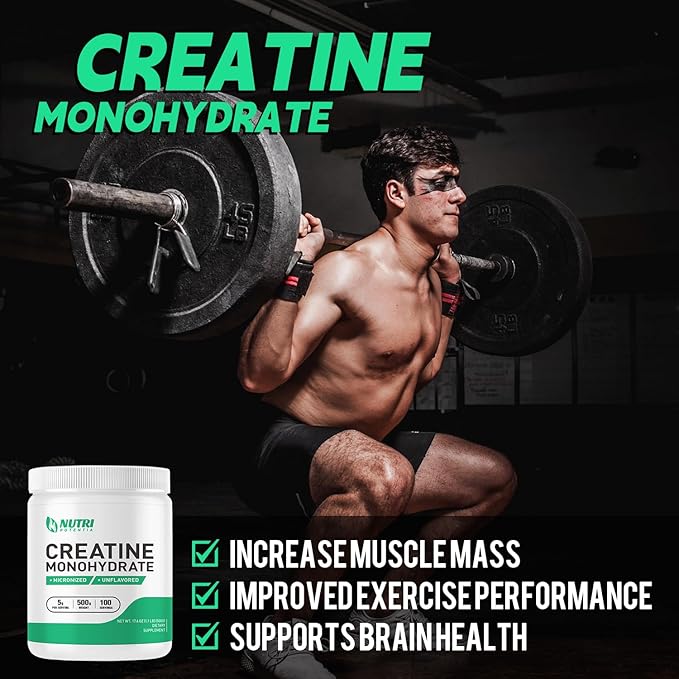 Creatine Monohydrate Powder 500g, Pure Micronized Creatine Supplements for Men and Women Building Muscle, Pre & Post Workout Creatine Powder, Vegan, Unflavored - 100 Servings (1.1Lb)