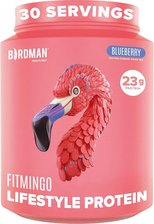 Fitmingo Vegan Protein Powder with Inositol, Collagen Boosters, Hyaluronic Acid and Vitamins | Low Carb, Dairy Free, Lactose Free, Low Calorie, 23g Plant Based Blueberry Protein Powder
