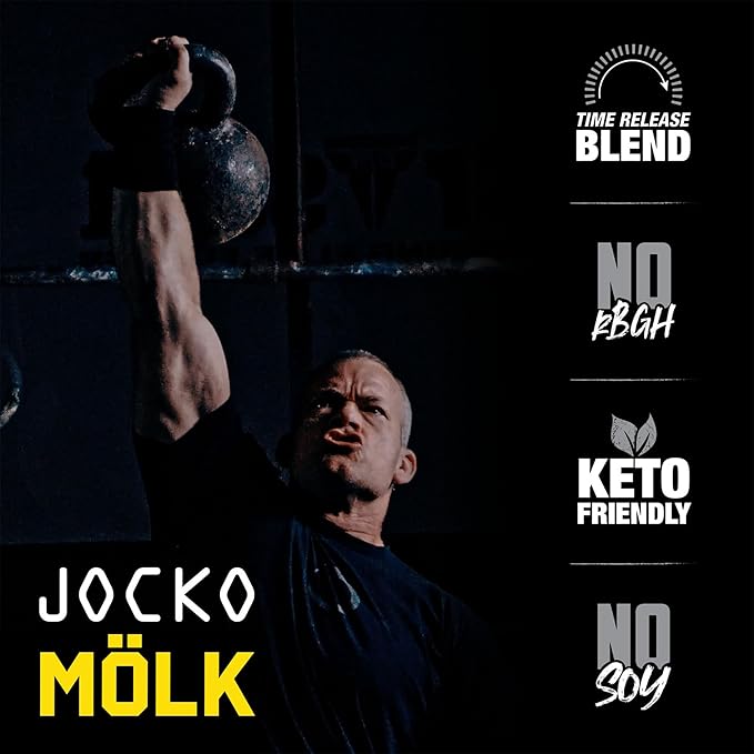 Jocko Fuel Mölk Whey Protein Powder 22g Low Sugar Monk Fruit Blend - Muscle Recovery & Growth, Packaging May Vary (31 Servings, Banana Cream)