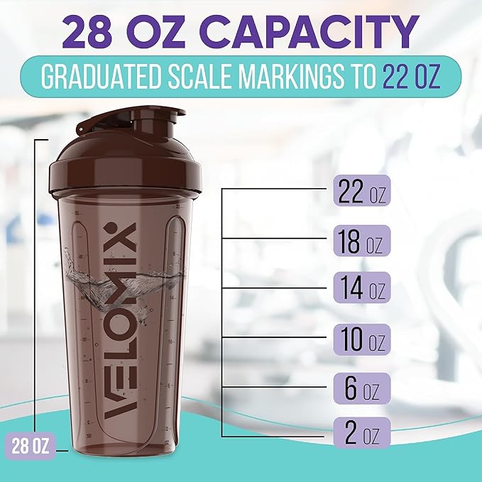 -2 Pack- 28 oz Protein Shaker Bottles for Protein Mixes - 2x Wire Whisk | Leak Proof Shaker Cups for Protein Shakes | Protein Shaker Bottle Pack | Shakers for Protein Shakes-Brown Colors