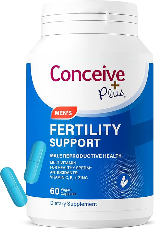 CONCEIVE PLUS Men's Fertility Support | Male Fertility Supplement for Healthy Sperm, Daily Multivitamin for Men with Vitamin C, Vitamin E, Selenium, Zinc, 30 Days