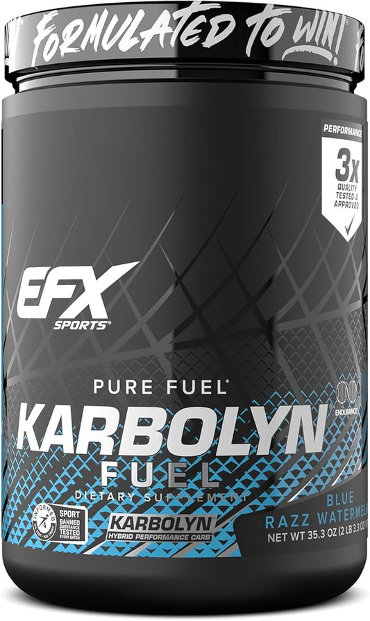 EFX Sports Karbolyn Fuel | Fast-Absorbing Carbohydrate Powder | Carb Load, Sustained Energy, Quick Recovery | Stimulant Free | 18 Servings (Blue Razz Watermelon)