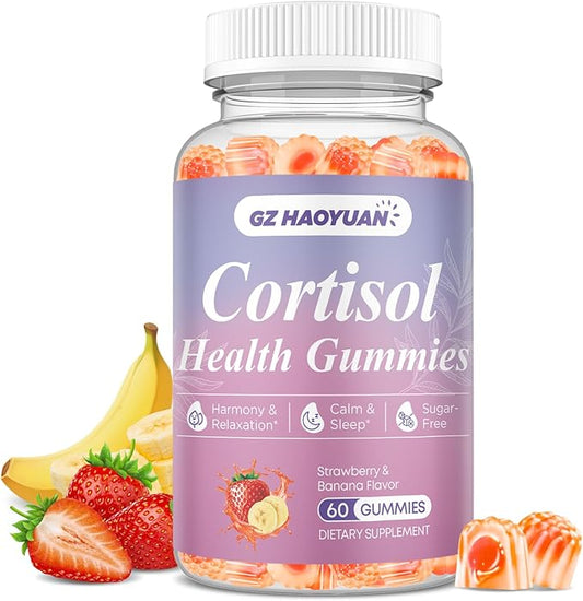 Cortisol Supplements for Women & Men - Cortisol Gummies with Magnesium Glycinate, Ashwagandha, L-Theanine, Vitamin B Complex for Relaxation, Sleep, Calm Mood & Focus - Vegan, Sugar Free Filled Gummies