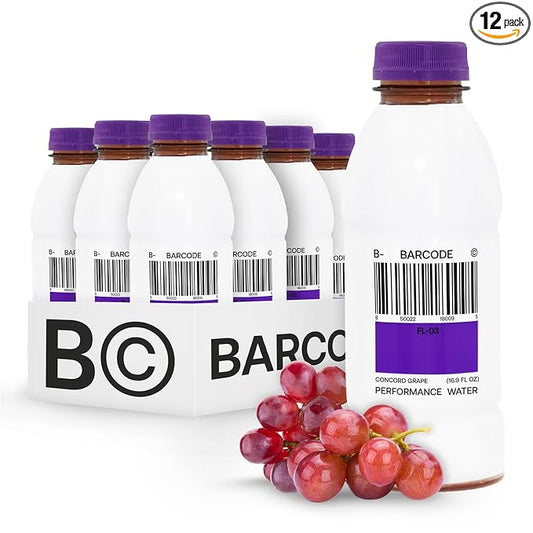 Barcode Premium Sports Hydration Drink - No Added Sugar, Concord Grape, 12 Pack - Adaptogen Drink with Electrolytes - Plant-Based Beverage - Immunity & Performance Drink - Ashwagandha & Magnesium