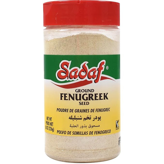 Sadaf Ground Fenugreek Seeds - Fenugreek Powder - Methi Powder for Cooking and Food Flavoring - Ideal for Middle Eastern Cuisine - Fenogreco en Polvo - 8 Oz Bottle With Shaker Top