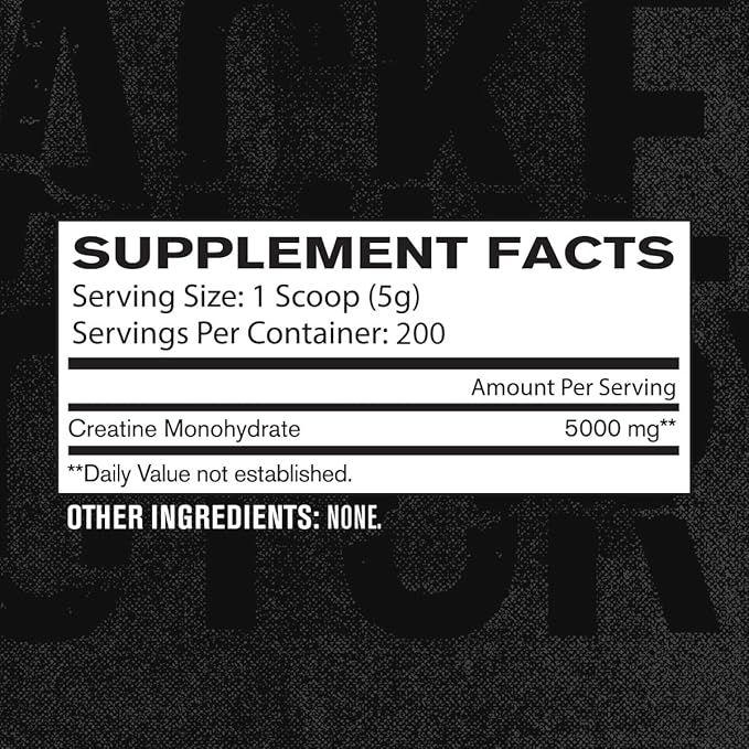 Jacked Factory Creatine Monohydrate Powder 1000g - Creatine Supplement for Muscle Growth, Increased Strength, Enhanced Energy Output and Improved Athletic Performance 200 Servings, Unflavored