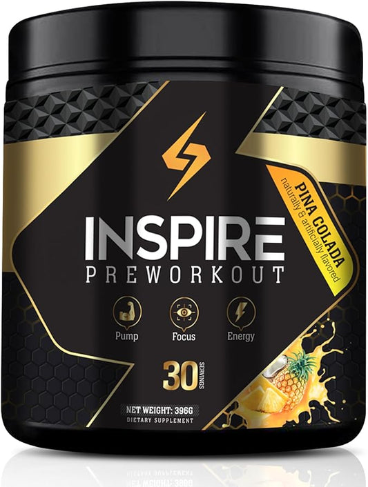 Inspire Pre Workout for Men & Women – 6g Citrulline Malate 2:1, L-Arginine, Beta Alanine, Clean Energy, Endurance Support, & Focus Formula for Pump – 30 Servings, Pina Colada Flavor
