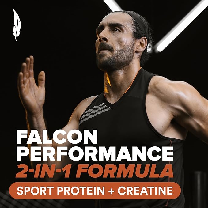 Falcon Performance Vegan Protein Powder, 31g Protein, 5g Creatine, 5g BCAA, Probiotics, Electrolytes, Pre Workout, Low Carb, Sugar Free & Dairy Free, Plant Based Chocolate Protein -19 servings