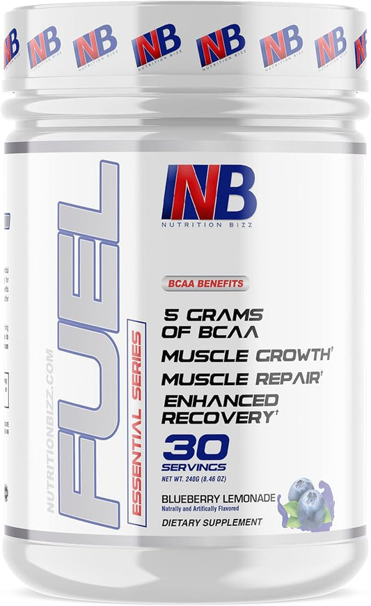 BCAA Powder, 5 Grams of BCAAs Amino Acids, Post Workout Recovery Drink for Muscle Building, Recovery, and Endurance, 30 Servings (Blueberry Lemonade)
