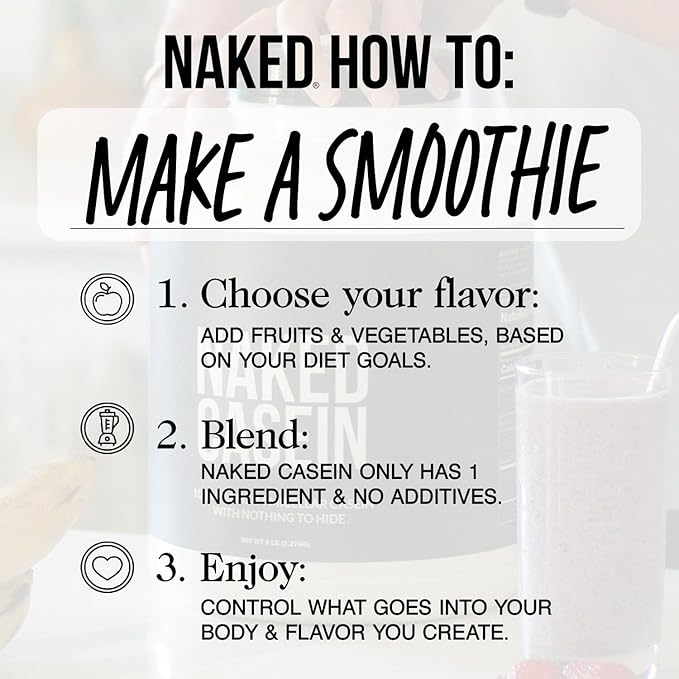 Naked Chocolate Casein - Chocolate Micellar Casein Protein - 5 Pound Bulk, GMO-Free, Gluten-Free, Soy-Free, Preservative-Free - Stimulate Muscle Growth - Enhance Recovery - 60 Servings