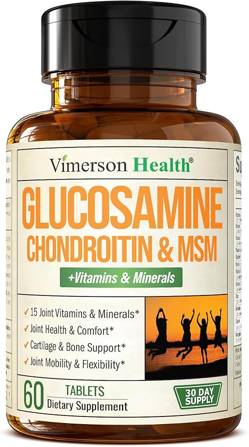 Glucosamine Chondroitin MSM Joint Support Supplement with Glucosamine Sulfate 1000 mg Plus 15 Nourishing Joint Complex Vitamins - Premium Joint Health MSM Supplement for Women and Men - 60 Tablets
