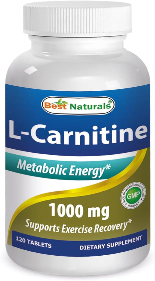 Best Naturals L-Carnitine Fumarate 1000mg per Tablet - 120 Count - Boosts Cellular Energy