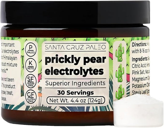 Santa Cruz Paleo Electrolyte Powder Prickly Pear with Himalayan & Sea Salt, Magnesium, Potassium, Sugar-Free, 30 Servings