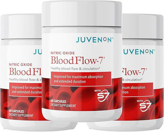 Juvenon BloodFlow-7 Nitric Oxide Supplement with Nitrosigine 180 Count (Pack of 3)