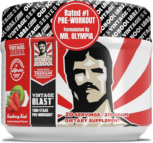 Old School Labs The Ultimate Two-Stage Pre Workout Supplement for Explosive Energy, Endurance, & Focus - Boost Workouts with Natural Ingredients: L-Citrulline Malate, Beta-Alanine, & Caffeine - 270g