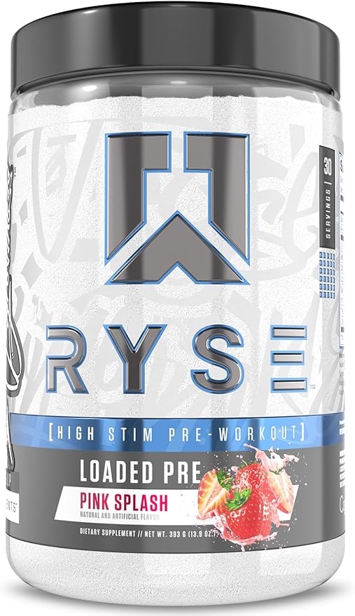 RYSE Loaded Pre Workout Powder - Pink Splash - Daily Pre-Workout for Men & Women with 390mg Caffeine, Beta Alanine, and Citrulline for Pump, Focus, and Energy - 30 Servings