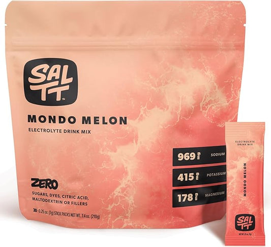 Keto Chow SALTT Electrolytes Powder Flavored Drink Mix - Mondo Melon - 30 Hydration Packets - Magnesium, Potassium, Sodium, Trace Minerals - Zero Sugar & Gluten Free - Travel Essentials