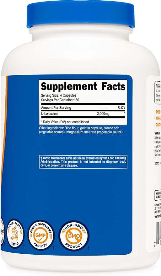 Nutricost L-Isoleucine 2000mg Per Serving, 240 Capsules Per Bottle (2 Bottles)
