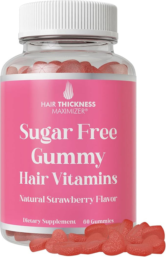 Plant-Based Sugar Free Hair Skin and Nails Gummy Vitamins. Delicious Gummies for Women and Men. with Biotin & Zinc for Healthier, Fuller-Looking Hair, Skin, and Nails. Strawberry-Flavored, Vegetarian