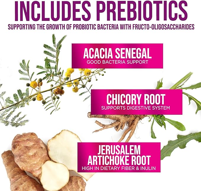 Probiotics 60 Billion CFU per Serving - 10 Strains + Prebiotics - Immune, Digestive & Gut Health Support, Supports Occasional Constipation, Gas & Bloating for Women & Men, Shelf Stable - 120 Capsules
