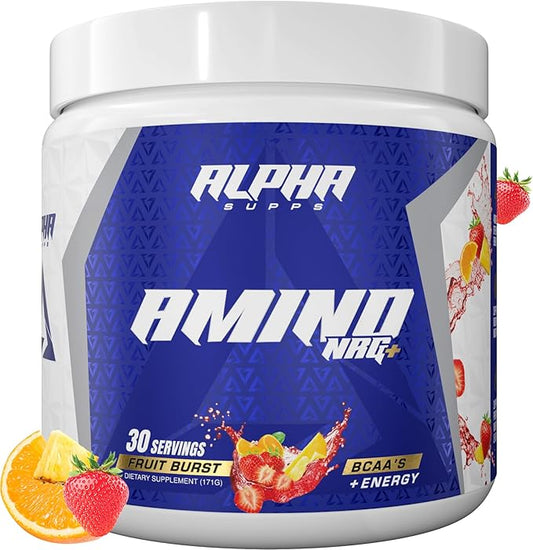 Amino NRG+ BCAA Amino & Energy Recovery Powder - Hydration Blend with Electrolytes - Focus Blend for Optimal Performance Support in Men & Women (30 Servings, Fruit Burst)
